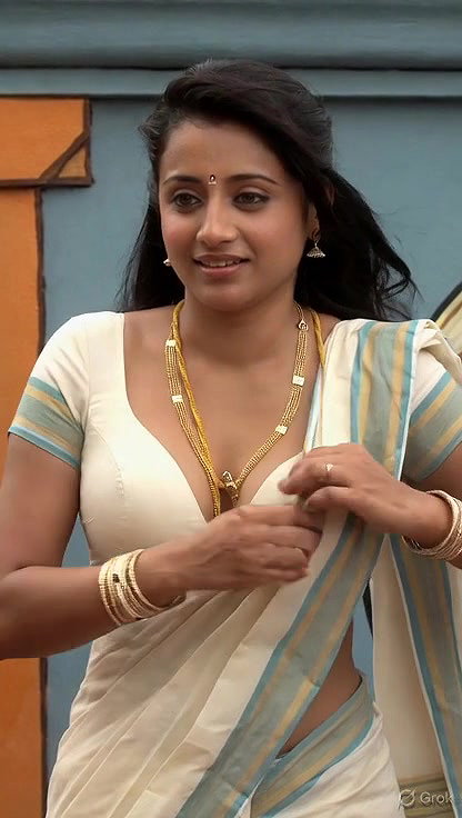 Trisha adjusting saree wantedly to reveal and tempt 210