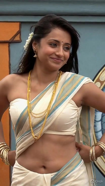 Trisha adjusting saree wantedly to reveal and tempt 213