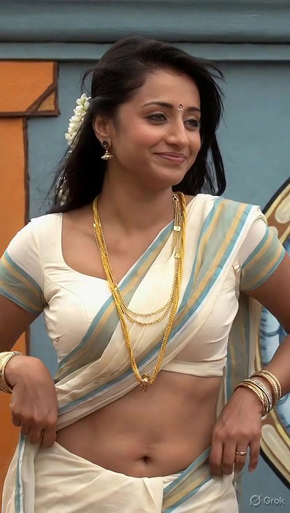 Trisha adjusting saree wantedly to reveal and tempt 213