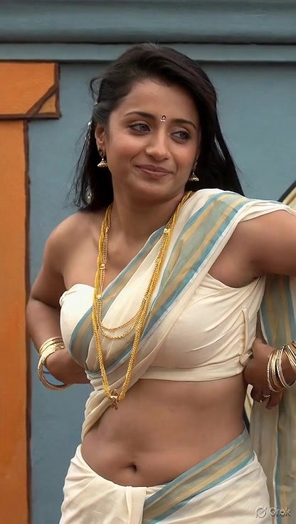 Trisha adjusting saree wantedly to reveal and tempt 213
