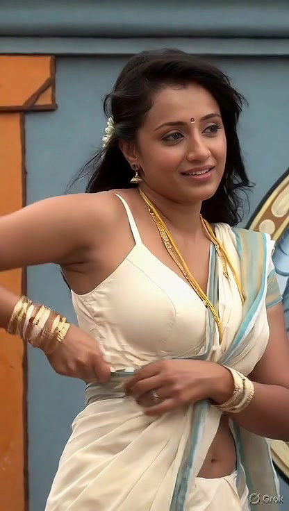 Trisha adjusting saree wantedly to reveal and tempt 214