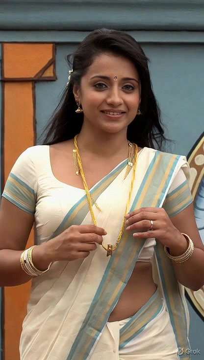 Trisha adjusting saree wantedly to reveal and tempt 218