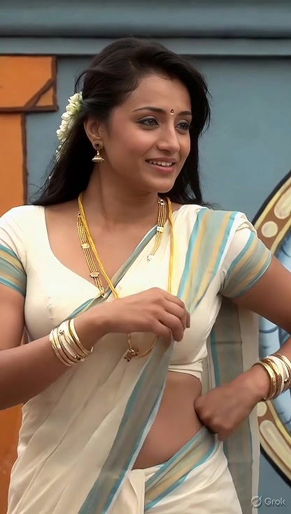 Trisha adjusting saree wantedly to reveal and tempt 219