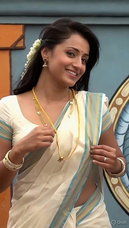Trisha adjusting saree wantedly to reveal and tempt 223