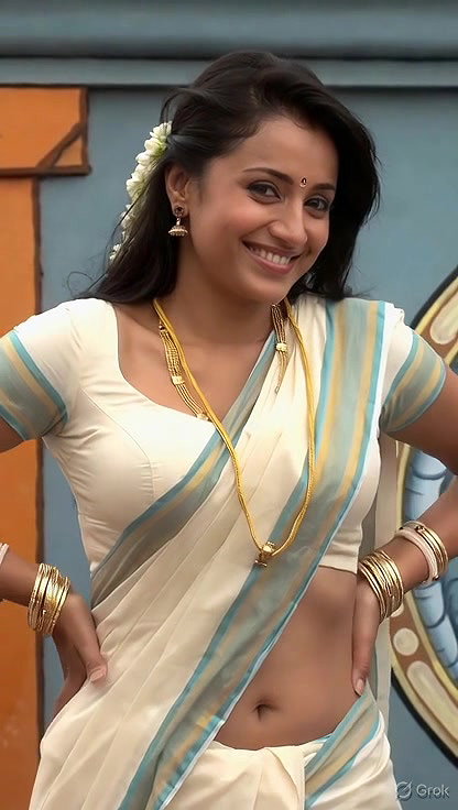 Trisha adjusting saree wantedly to reveal and tempt 223