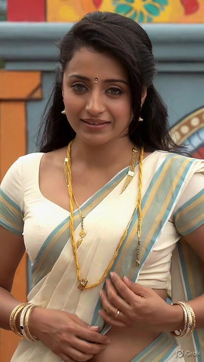 Trisha adjusting saree wantedly to reveal and tempt 224