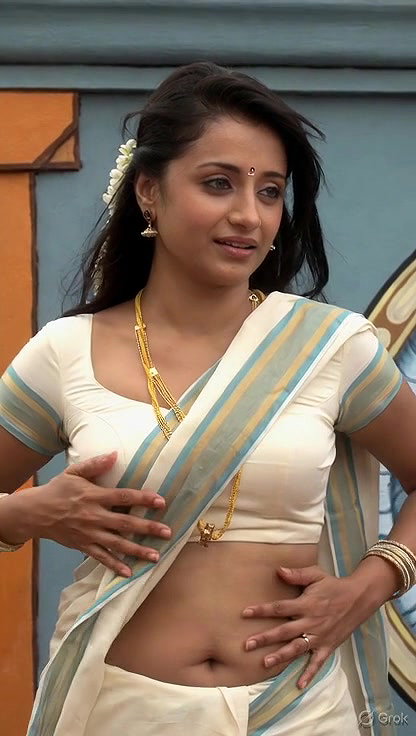 Trisha adjusting saree wantedly to reveal and tempt 227