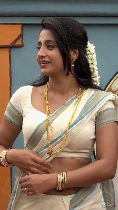 Trisha adjusting saree wantedly to reveal and tempt 229