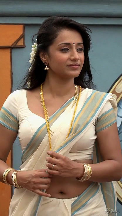 Trisha adjusting saree wantedly to reveal and tempt 230