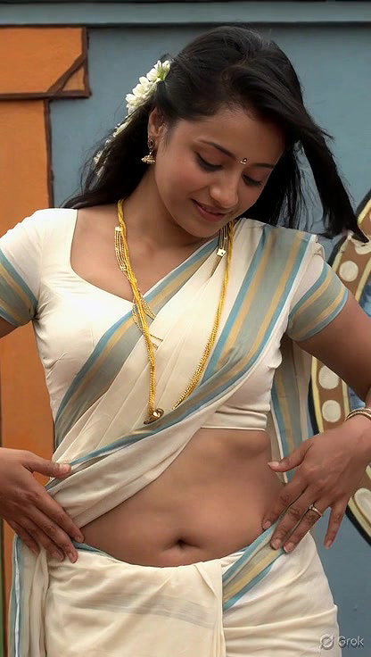 Trisha adjusting saree wantedly to reveal and tempt 235