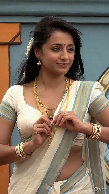 Trisha adjusting saree wantedly to reveal and tempt 242