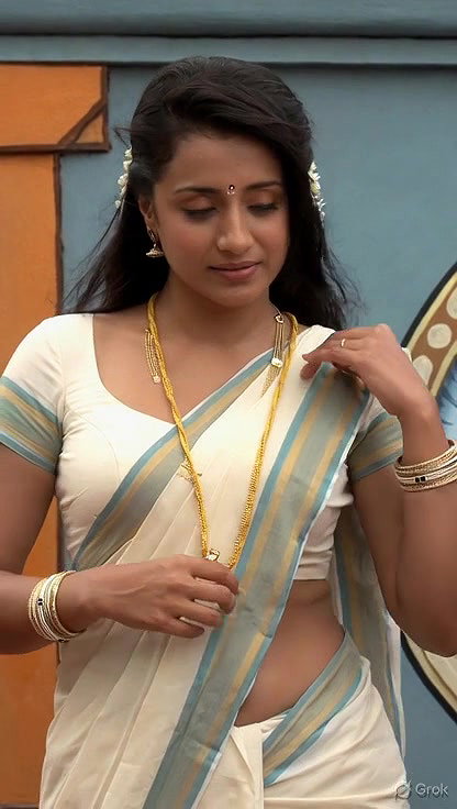 Trisha adjusting saree wantedly to reveal and tempt 247