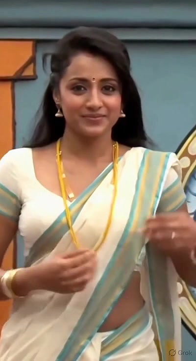 Trisha adjusting saree wantedly to reveal and tempt 252