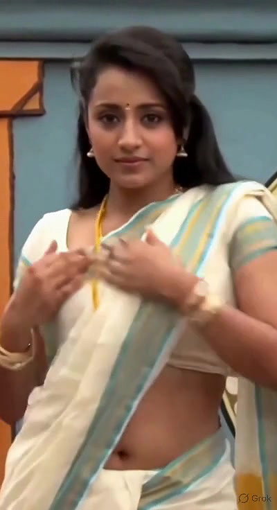 Trisha adjusting saree wantedly to reveal and tempt 252