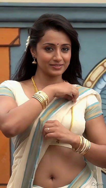 Trisha adjusting saree wantedly to reveal and tempt 257