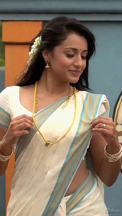 Trisha adjusting saree wantedly to reveal and tempt 264