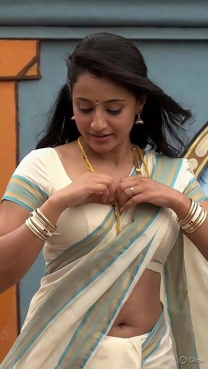 Trisha adjusting saree wantedly to reveal and tempt 268