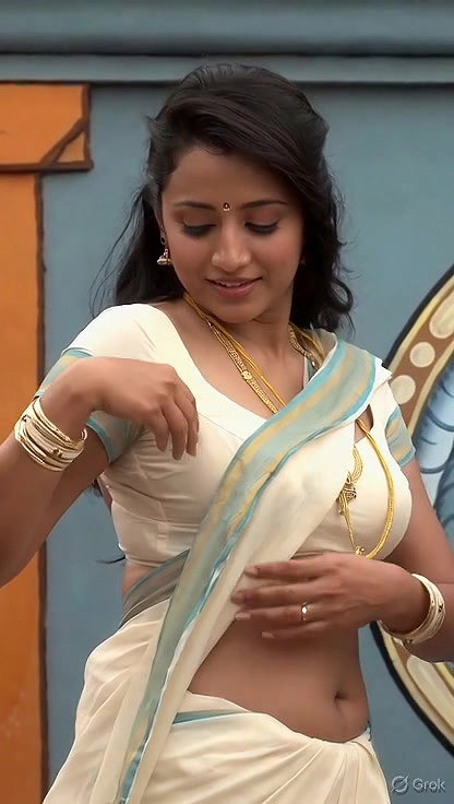 Trisha adjusting saree wantedly to reveal and tempt 269