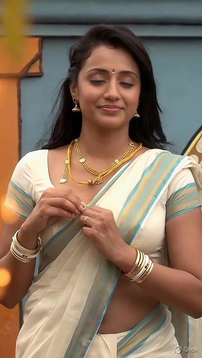 Trisha adjusting saree wantedly to reveal and tempt 271