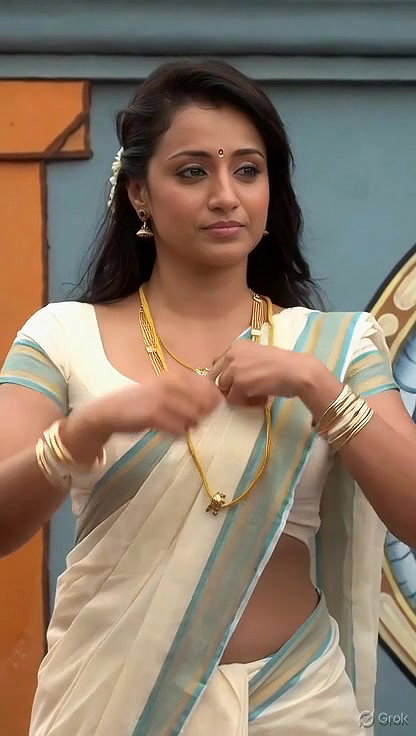 Trisha adjusting saree wantedly to reveal and tempt 272