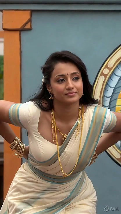 Trisha adjusting saree wantedly to reveal and tempt 272