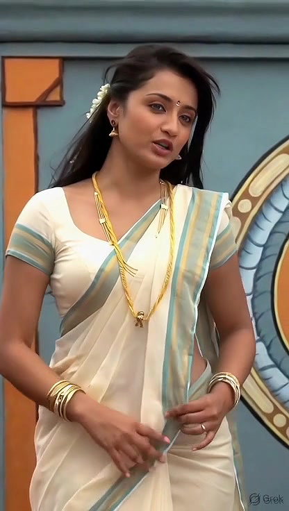Trisha adjusting saree wantedly to reveal and tempt 283