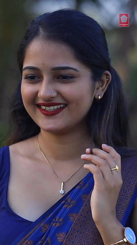 cute sexy malayali girl cleavage and navel in violet saree 22