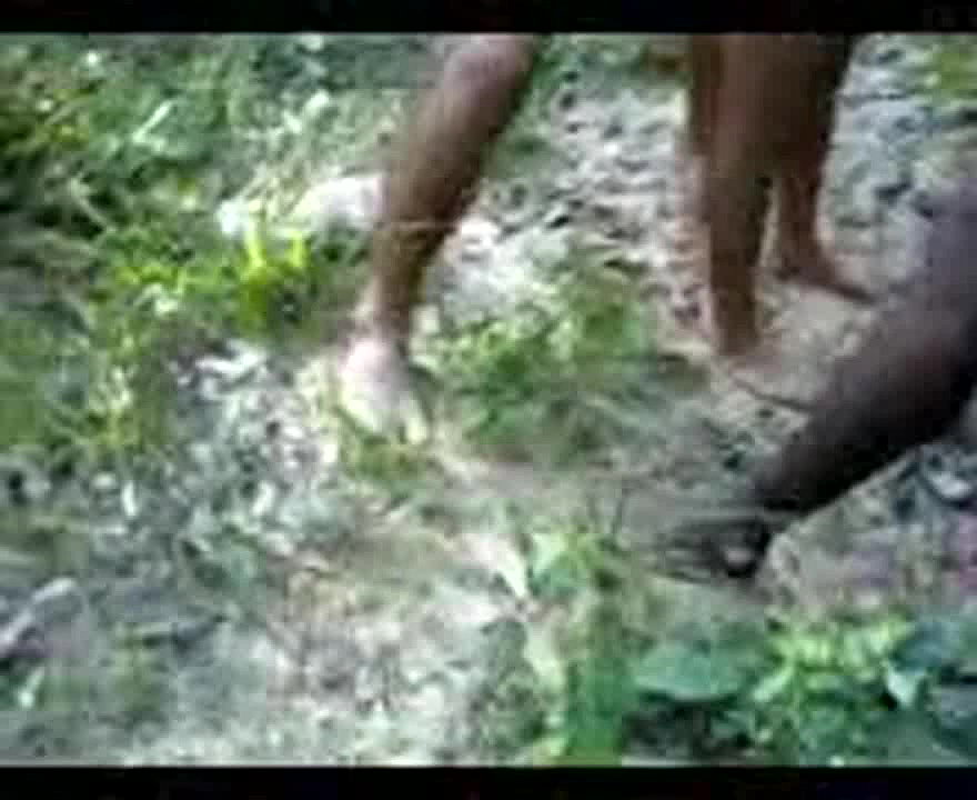 Blond doll slammed hard in forest