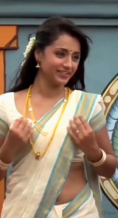 Trisha adjusting saree wantedly to reveal and tempt 24