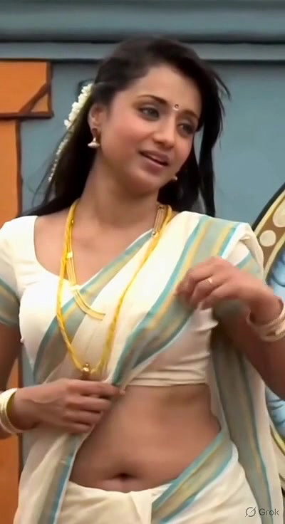 Trisha adjusting saree wantedly to reveal and tempt 24