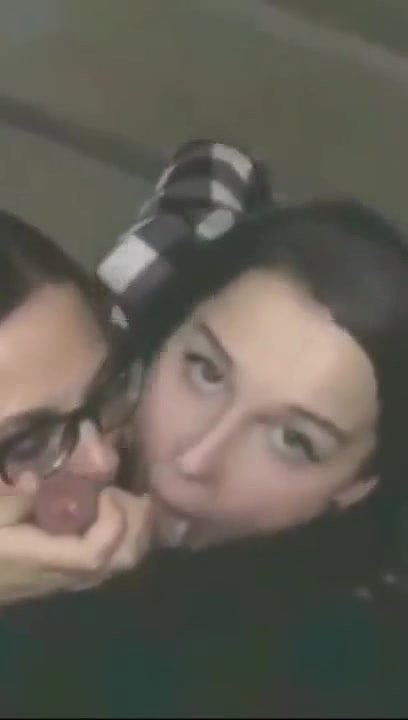 Cock hungry sluts drop on their knees to suck a large dick in POV