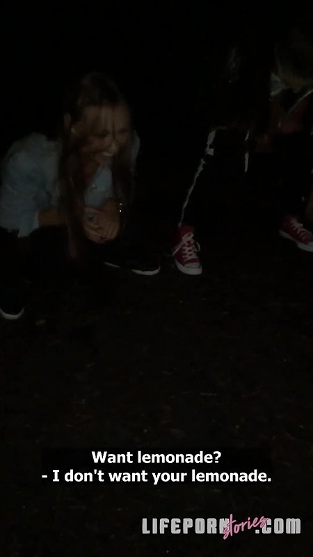 Outdoor threesome fucking and dick sucking at the music festival