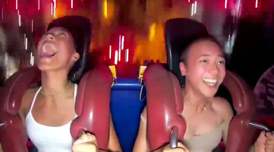 Sexy 2Cute Babe Coaster Ride Suddenly A Girl Boobs Appear 2