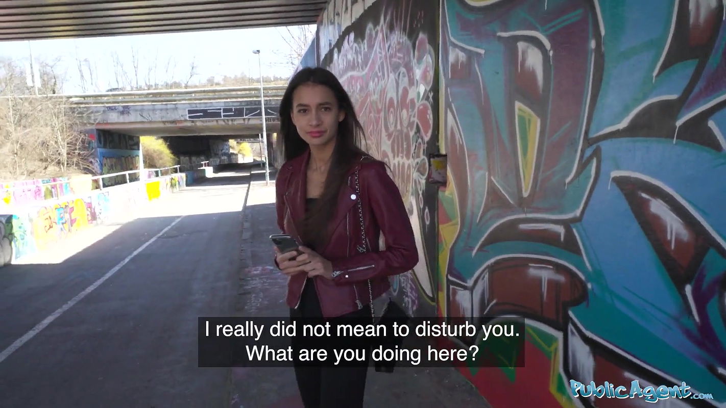 Beautiful brunette babe with a stunning figure fucked outdoors