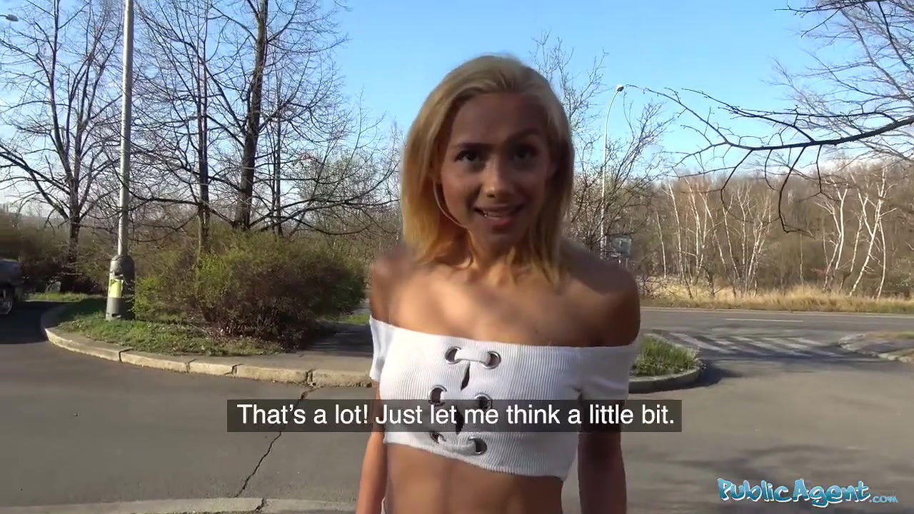 Big cock gets blondes tight pussy wet in public forest fuck