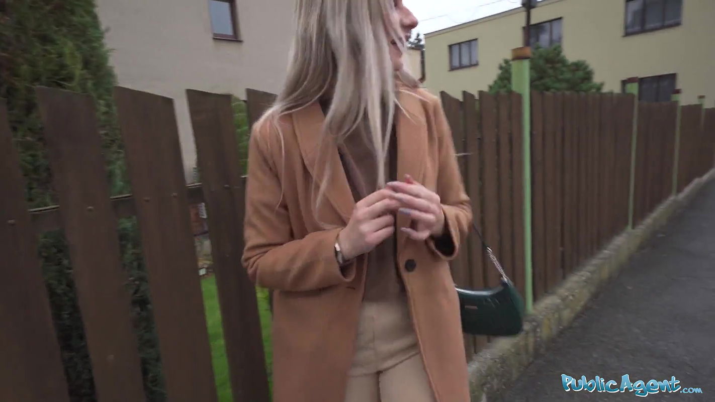 Cute blonde flashes her perky titties for cash and fucks huge cock in a basemant