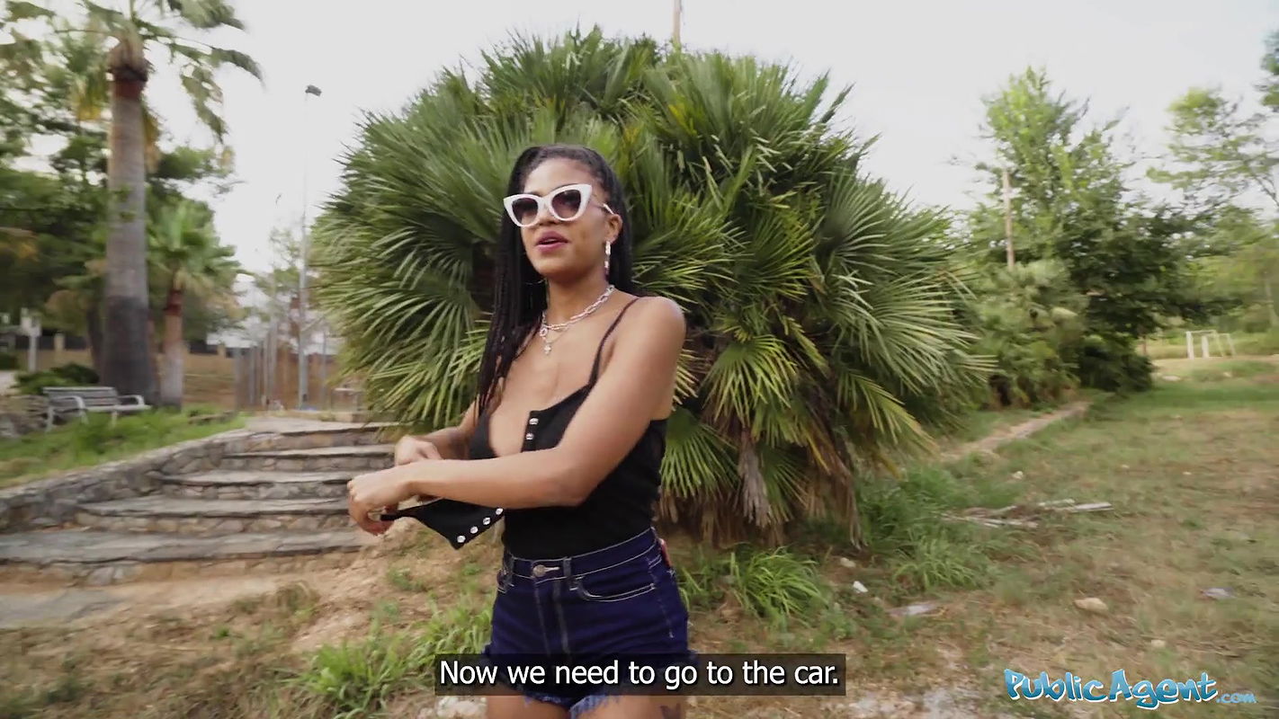 Ebony with fucking massive natural tits fucked outdoors