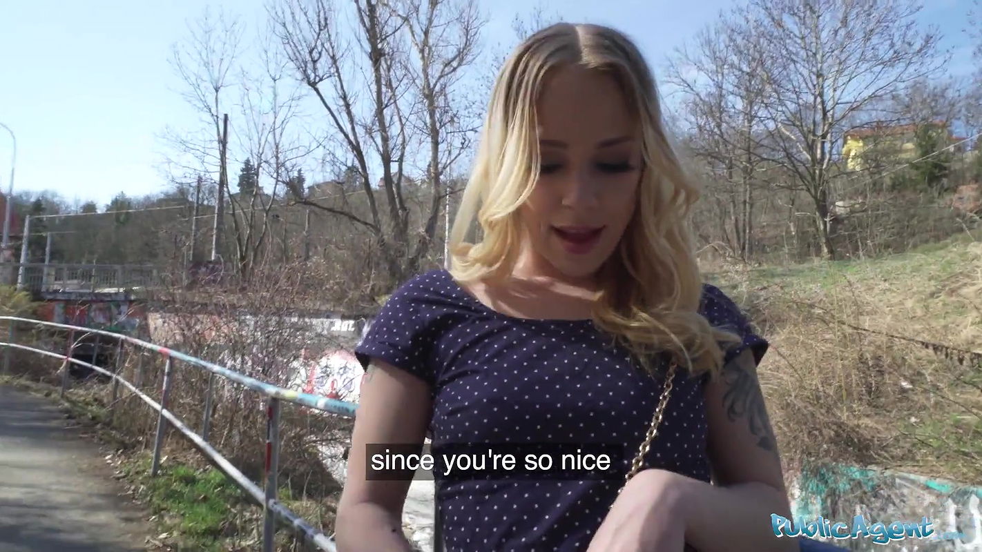 Horny blonde flasher gets her pussy creampied in a tunnel