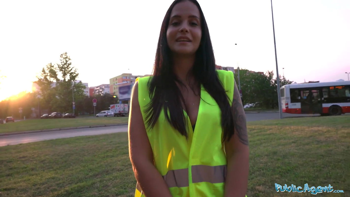 Hot brunette criminal is taken into the woods for an outdoors fucking