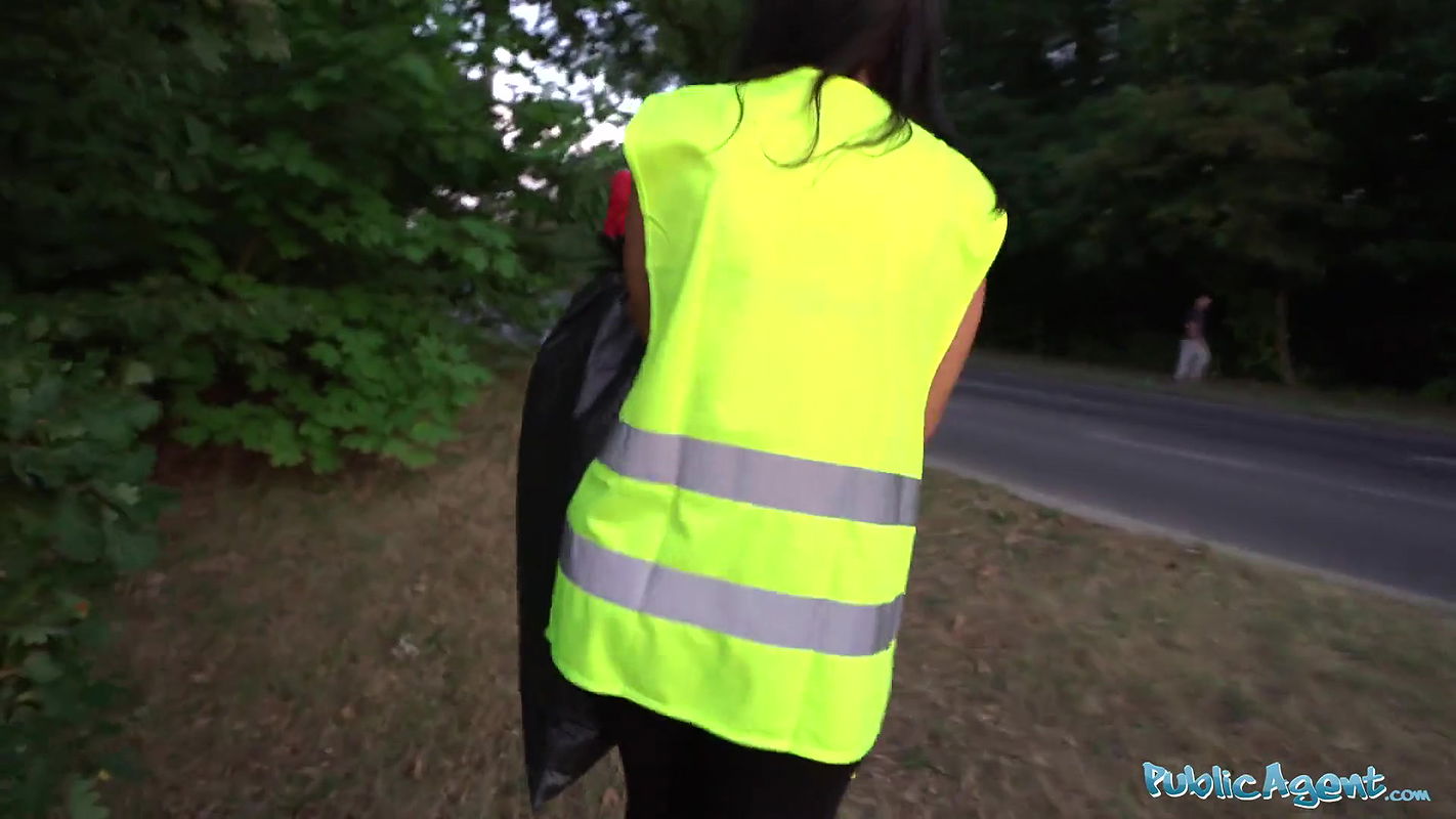 Hot brunette criminal is taken into the woods for an outdoors fucking