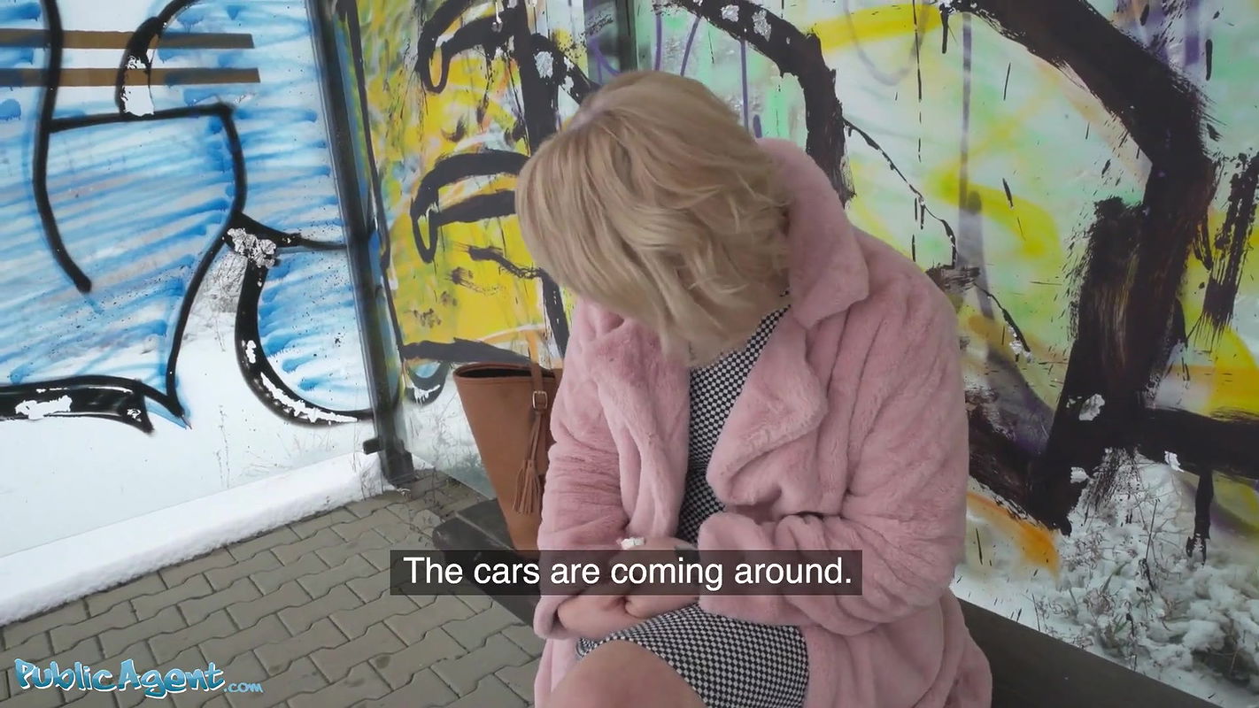 hort hair blonde amateur teen with soft natural body picked up as bus stop