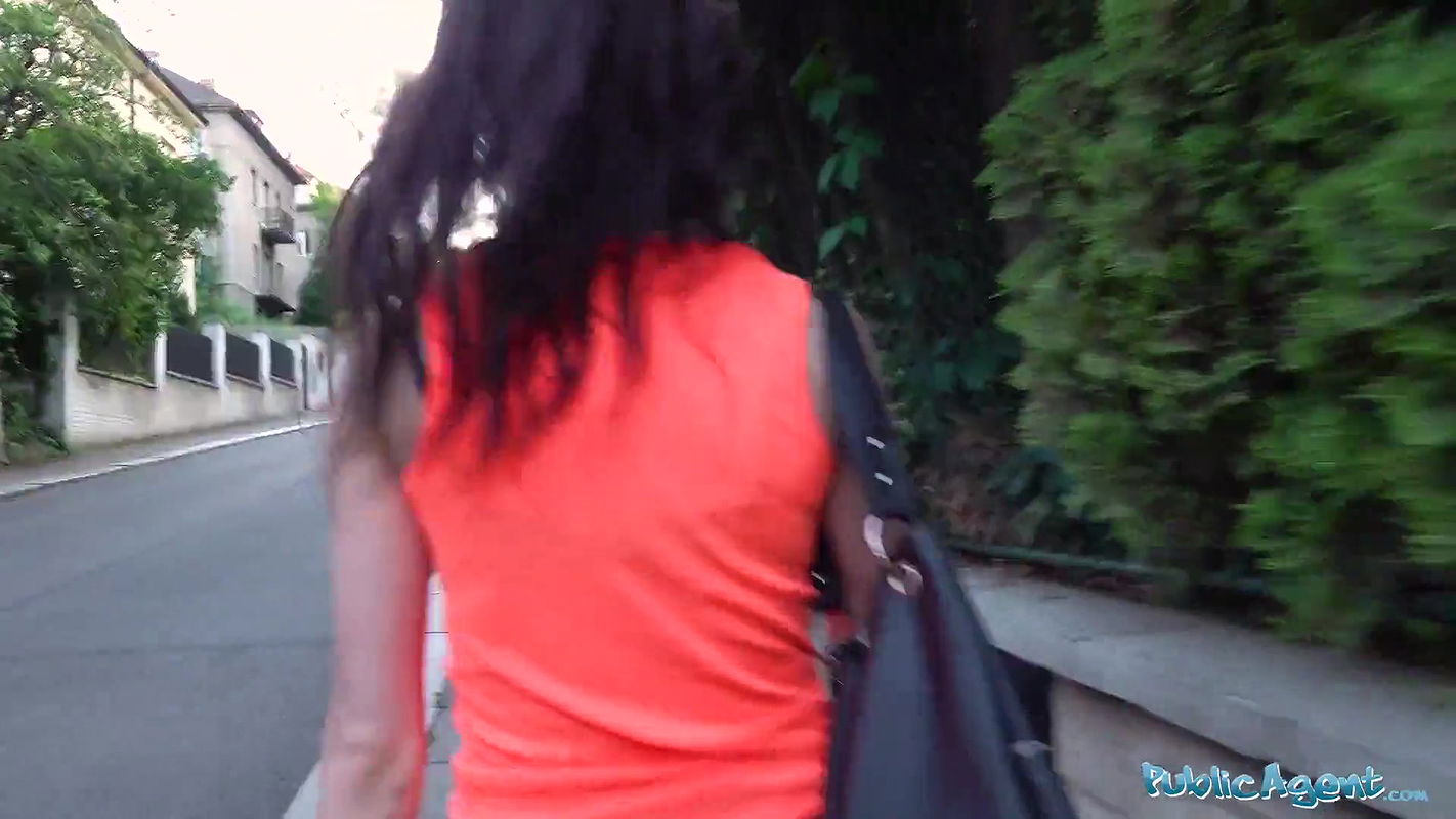 Slim nymph Lola Black in public train track fuck