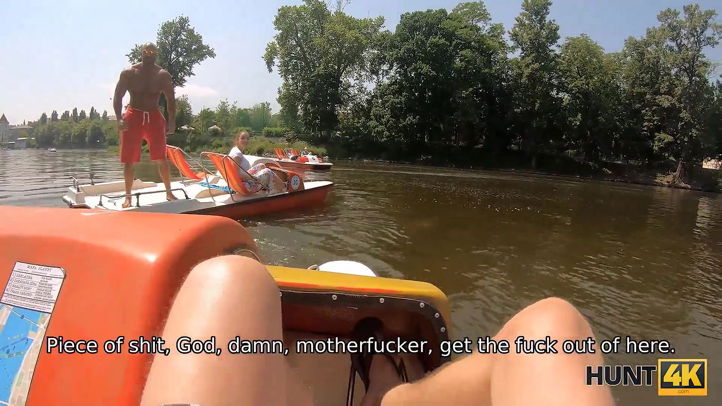 After fun on catamaran busty beauty sucking hunters dick in forest