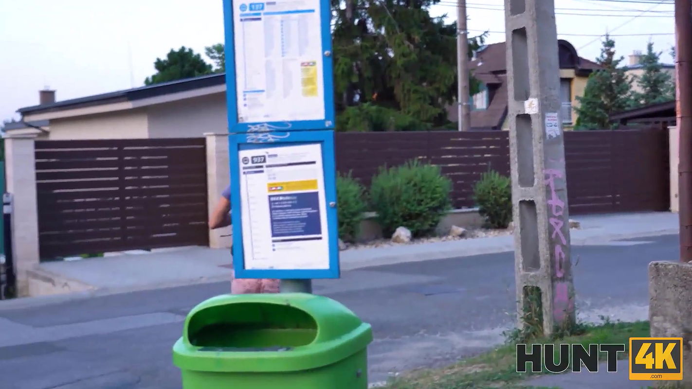 After shower blonde with blindfold gets stretched in front of BF