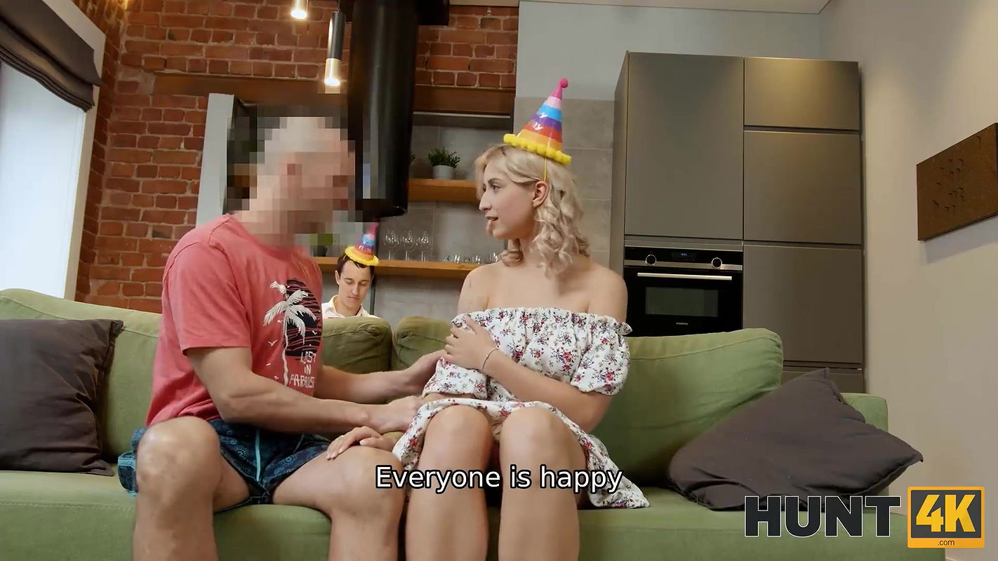 Bimbo blonde has anal sex with stranger while her man watches this