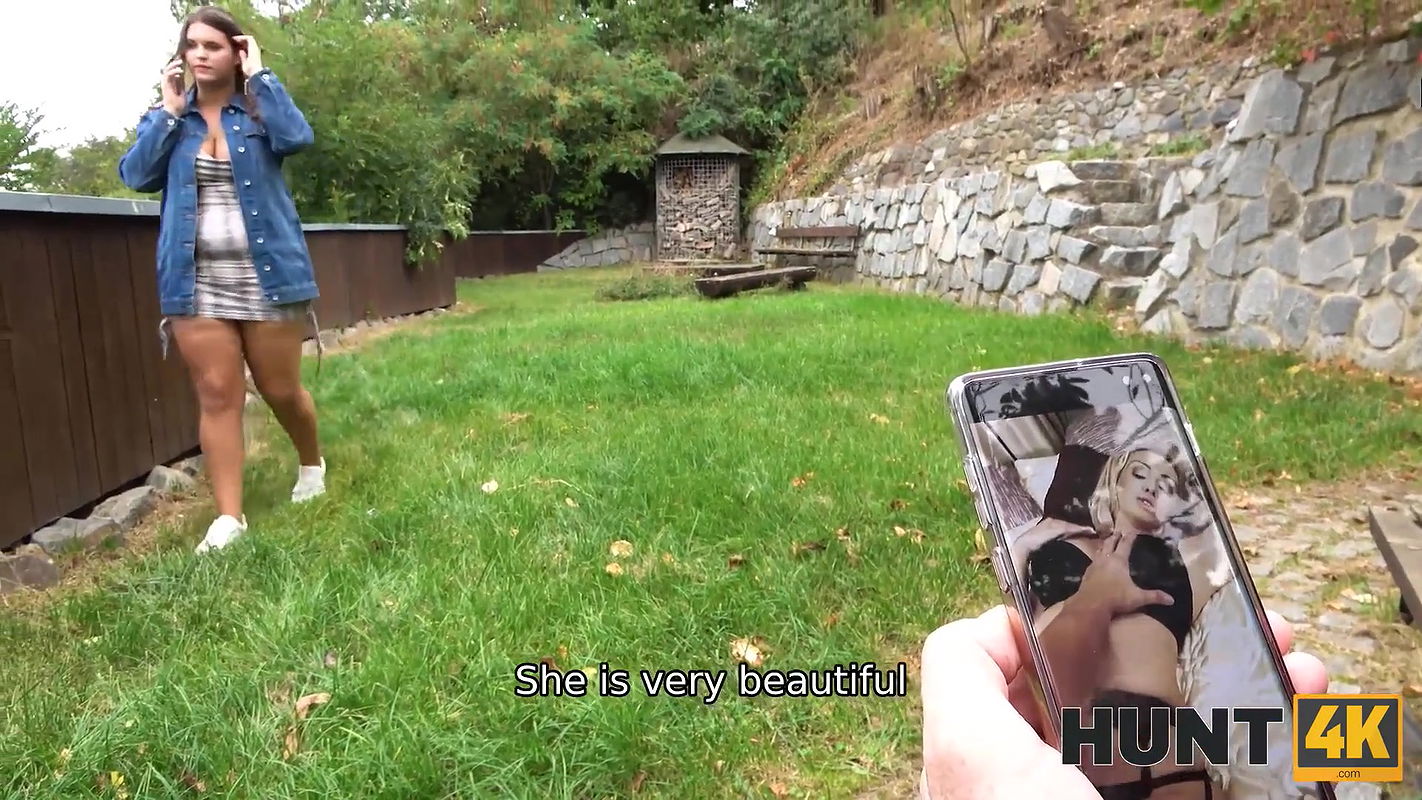 Busty girl pleases horny man and keeps her husband on a lead