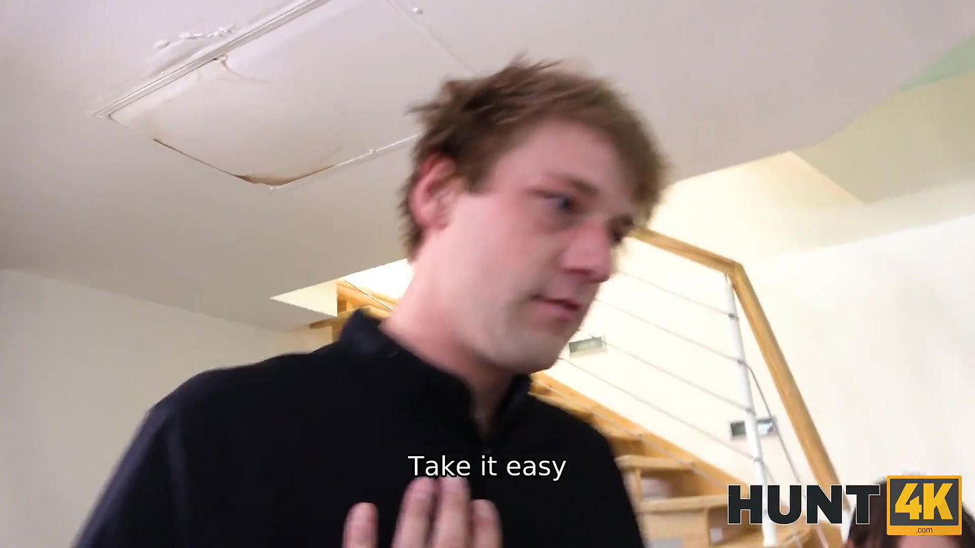 Busty girl pleases horny man and keeps her husband on a lead