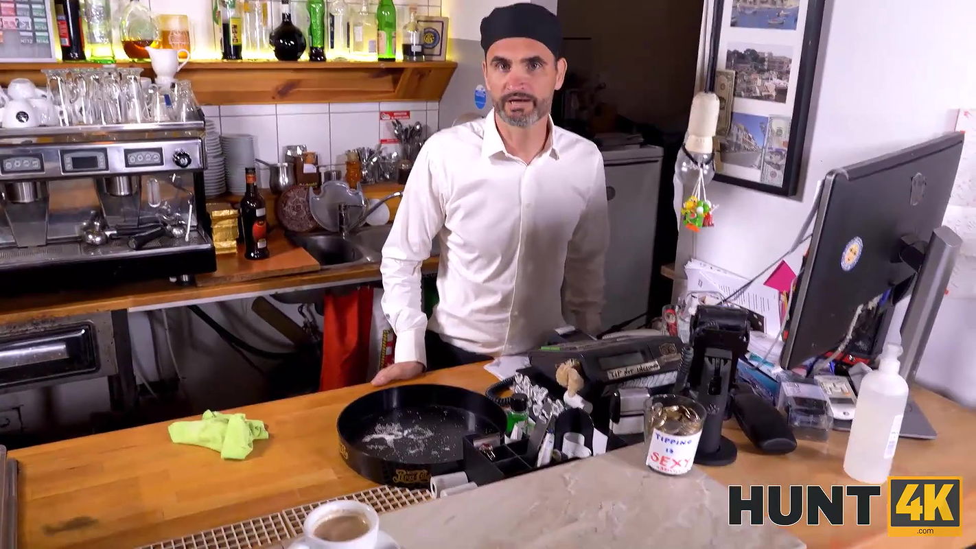 Cafe worker desperately watches how his future wife gets nailed