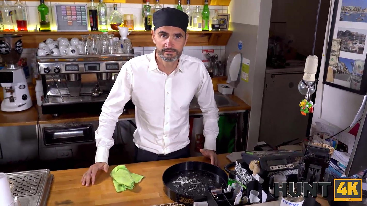 Cafe worker desperately watches how his future wife gets nailed