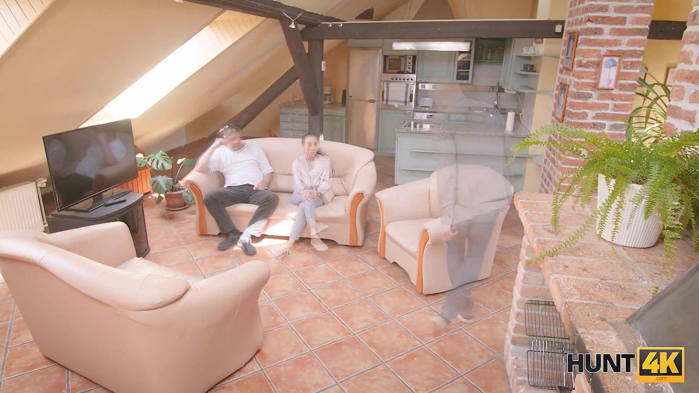 Chick with smooth-shaven pussy enjoys cock but hubby watches